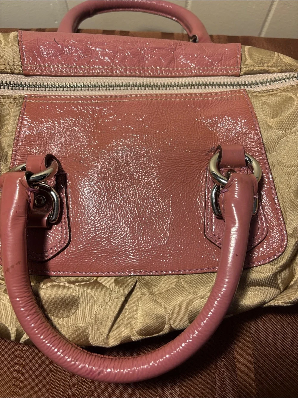 Coach Ashley Signature Satchel Pink Patent Trim Y2K Retro F15443 - EUC - w/COA!